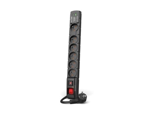 Listwa przeciwprzepięciowa Acar S6 USB A+C (szybka ładowarka) 1,5m ; czarny