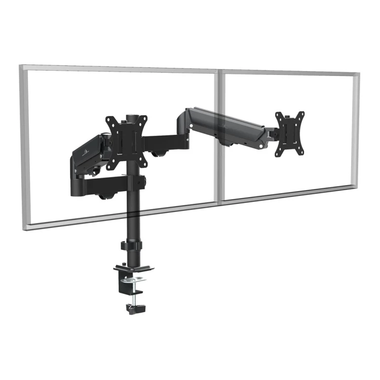 Uchwyt na 2 monitory Maclean, sprężyna gazowa, 17"-32", 2-10kg, czarny, MC-136