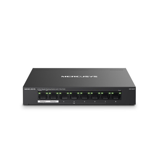 Mercusys MS108GP łącza sieciowe Zarządzany Gigabit Ethernet (10/100/1000) Obsługa PoE Czarny