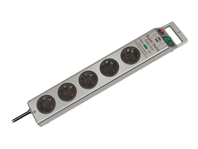 Brennenstuhl Super-Solid Surge Protection 4.500 A Srebrny 5 x gniazdo sieciowe 2,5 m
