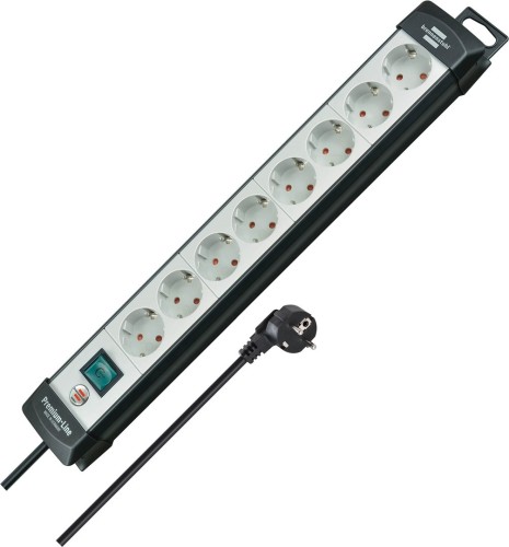 Brennenstuhl 1951580101 Regleta, 230 V, Negro y Gris Claro, 49 cm rozgałęziacz 5 m 8 x gniazdo sieciowe Wewnętrzna Czarny, Jasnozielony