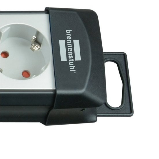 Brennenstuhl 1951580101 Regleta, 230 V, Negro y Gris Claro, 49 cm rozgałęziacz 5 m 8 x gniazdo sieciowe Wewnętrzna Czarny, Jasnozielony