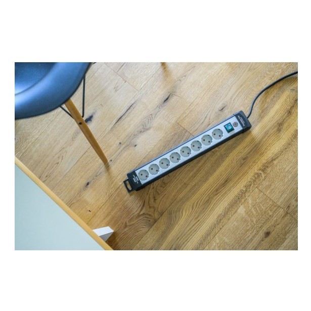 Brennenstuhl 1951580101 Regleta, 230 V, Negro y Gris Claro, 49 cm rozgałęziacz 5 m 8 x gniazdo sieciowe Wewnętrzna Czarny, Jasnozielony