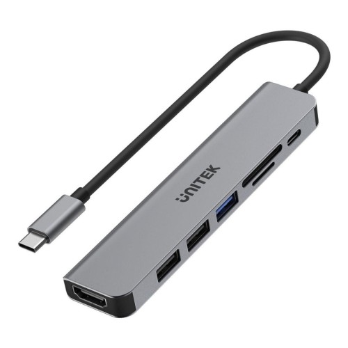 UNITEK HUB USB-C H1118A; USB-A x3, USB-C, HDMI, SD, microSD