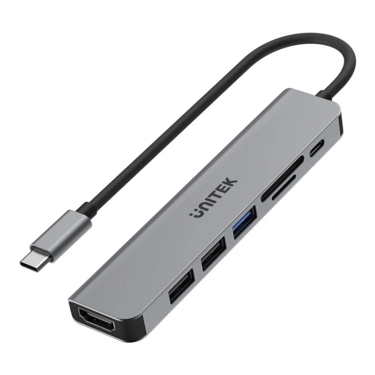 UNITEK HUB USB-C H1118A; USB-A x3, USB-C, HDMI, SD, microSD