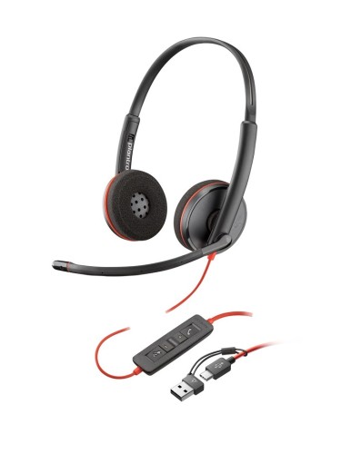 Poly Blackwire 3220 Stereo USB-C Headset +USB-C/A Adapter