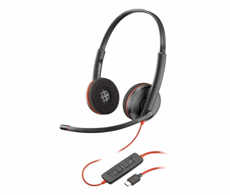 Poly Blackwire 3220 Stereo USB-C Headset +USB-C/A Adapter