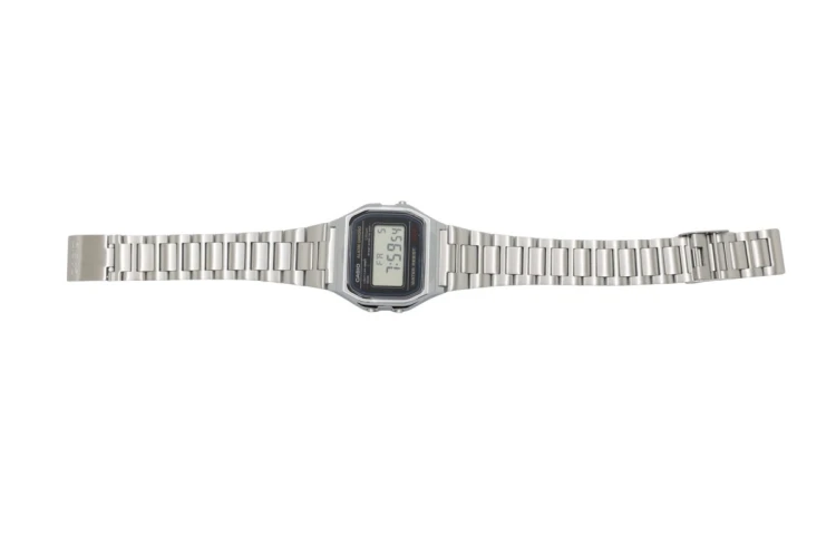 CASIO A158WA Vintage Unisex-Uhr Digital mit Edelstahlarmband, silber