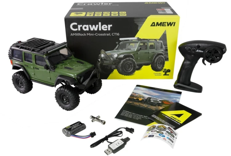 Zdalnie sterowany samochód RC Crawler Mini-Crosstrailer AMXRock 4WD 1:16 zielony
