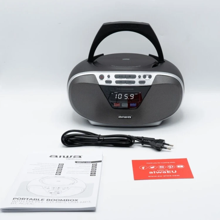 AIWA boombox BBTU-400SL CD/FM RDS/USB/BT srebrny