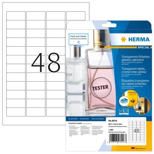 HERMA 8016 etykiet do nadruku Przezroczysty Samoprzylepne etykiety do drukowania