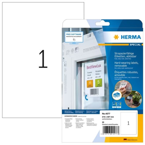 HERMA 4577 samoprzylepne etykiety Wyjmowana Biały 20 szt.