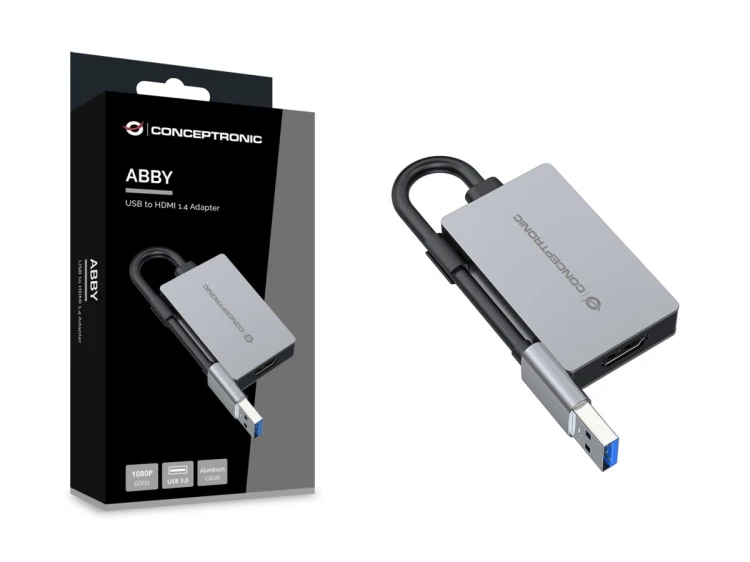Conceptronic ABBY22G zewnętrzna karta graficzna usb 1920 x 1080 px Szary