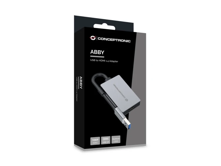 Conceptronic ABBY22G zewnętrzna karta graficzna usb 1920 x 1080 px Szary