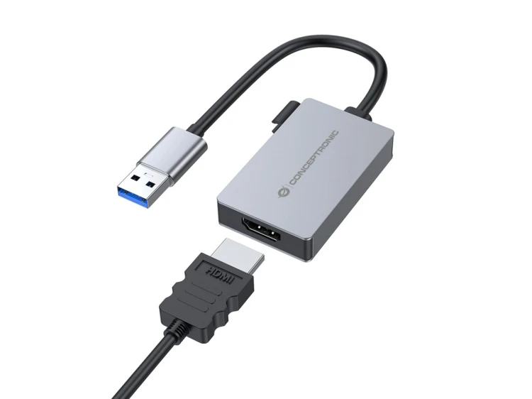 Conceptronic ABBY22G zewnętrzna karta graficzna usb 1920 x 1080 px Szary