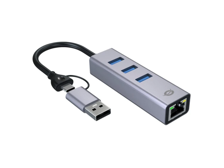 Conceptronic ABBY25G stacja dokująca Przewodowa USB 3.2 Gen 1 (3.1 Gen 1) Type-A + Type-C Szary