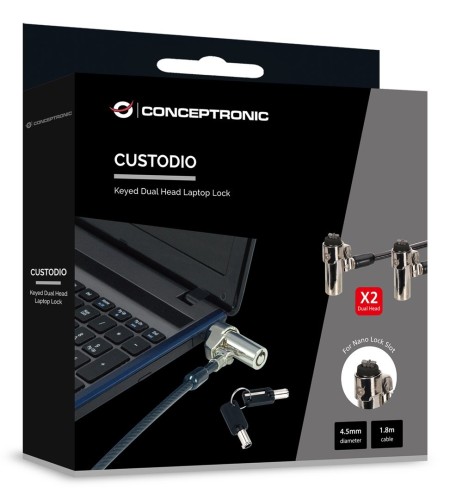 Conceptronic CUSTODIO02BNTM zapięcie do kabli Czarny 1,8 m