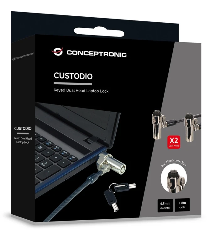 Conceptronic CUSTODIO02BNTM zapięcie do kabli Czarny 1,8 m