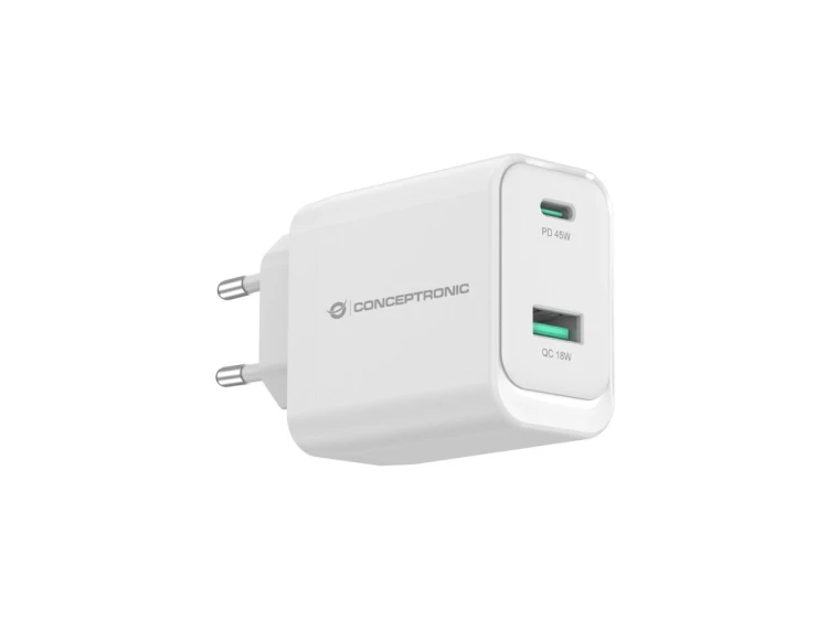 Conceptronic ALTHEA20W45 ładowarka do urządzeń przenośnych Uniwersalne Biały Prąd przemienny Szybkie ładowanie Wewnętrzna