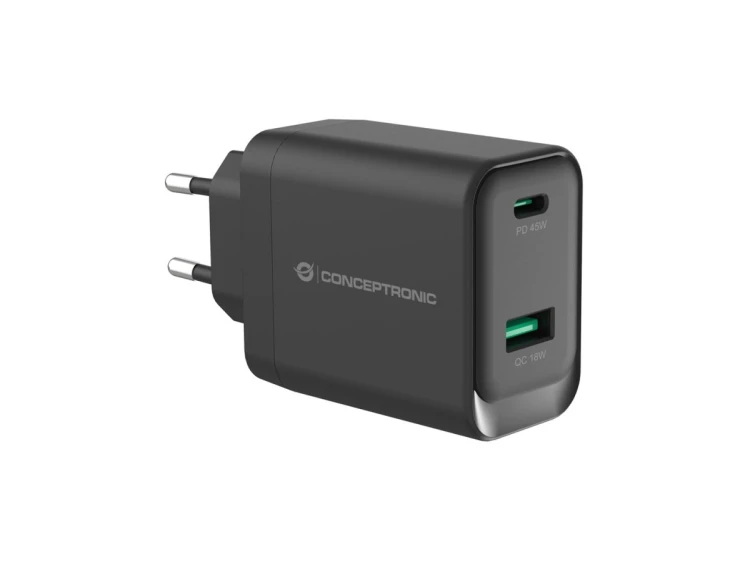 Conceptronic ALTHEA20B45 ładowarka do urządzeń przenośnych Uniwersalne Czarny Prąd przemienny Szybkie ładowanie Wewnętrzna