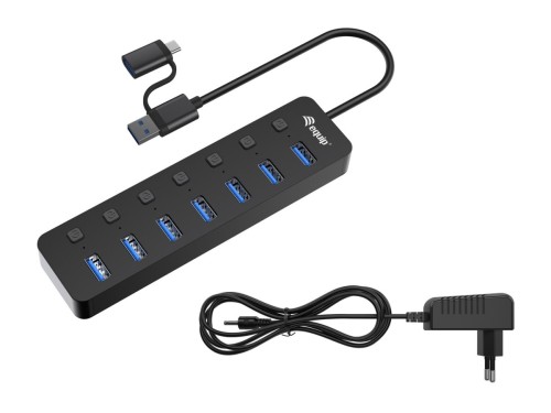 Equip 128965 huby i koncentratory USB 3.2 Gen 1 (3.1 Gen 1) Type-A 5000 Mbit/s Czarny