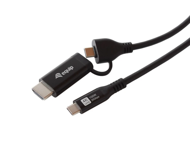 Equip 128437 adapter kablowy 3 m USB Type-C HDMI + USB Type-C Czarny