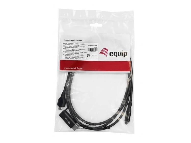 Equip 128437 adapter kablowy 3 m USB Type-C HDMI + USB Type-C Czarny