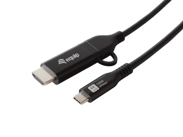 Equip 128437 adapter kablowy 3 m USB Type-C HDMI + USB Type-C Czarny