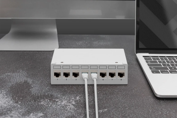 Digitus Moduł CAT 6A Keystone, ekranowany z inteligentnym menedżerem kabli - 8 szt.