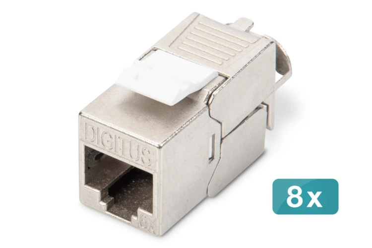 Digitus Moduł CAT 6A Keystone, ekranowany, beznarzędziowe złącze montażowe - 8 szt.