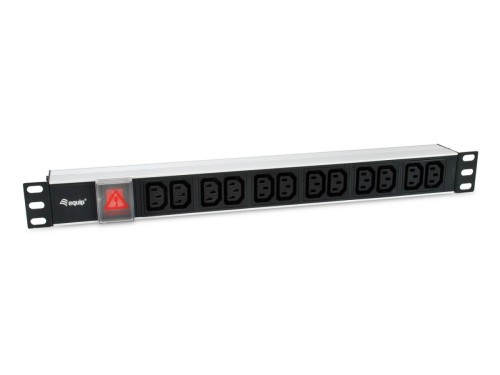 Equip 333318 rozdzielacz zasilania PDU 12 x gniazdo sieciowe 1U Czarny, Srebrny