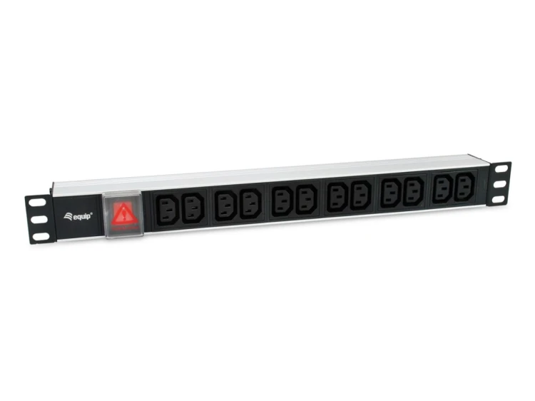 Equip 333318 rozdzielacz zasilania PDU 12 x gniazdo sieciowe 1U Czarny, Srebrny