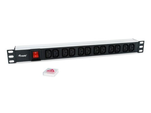 Equip 333318 rozdzielacz zasilania PDU 12 x gniazdo sieciowe 1U Czarny, Srebrny