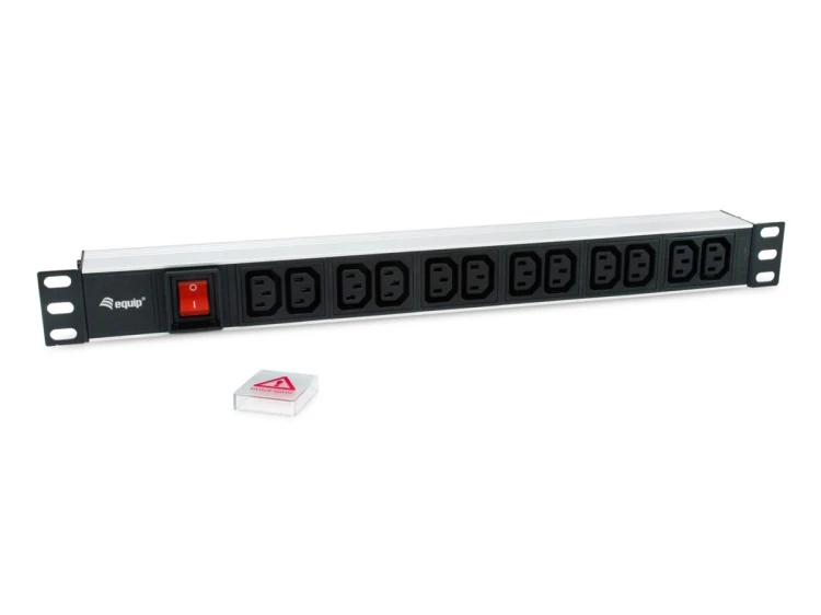 Equip 333318 rozdzielacz zasilania PDU 12 x gniazdo sieciowe 1U Czarny, Srebrny