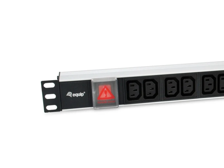 Equip 333318 rozdzielacz zasilania PDU 12 x gniazdo sieciowe 1U Czarny, Srebrny