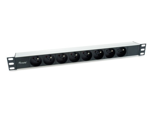 Equip 333313 rozdzielacz zasilania PDU 8 x gniazdo sieciowe 1U Czarny, Srebrny