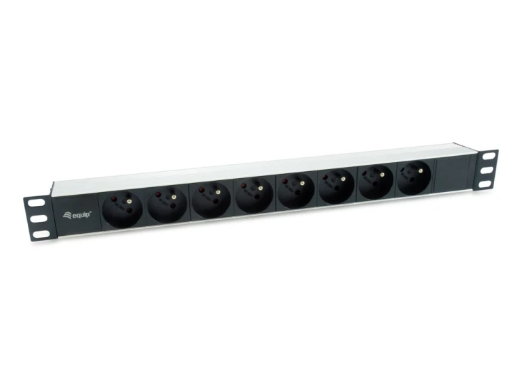 Equip 333313 rozdzielacz zasilania PDU 8 x gniazdo sieciowe 1U Czarny, Srebrny