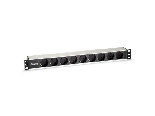 Equip 333292 rozdzielacz zasilania PDU 9 x gniazdo sieciowe 1U Czarny, Srebrny