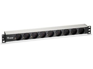 Equip 333292 rozdzielacz zasilania PDU 9 x gniazdo sieciowe 1U Czarny, Srebrny