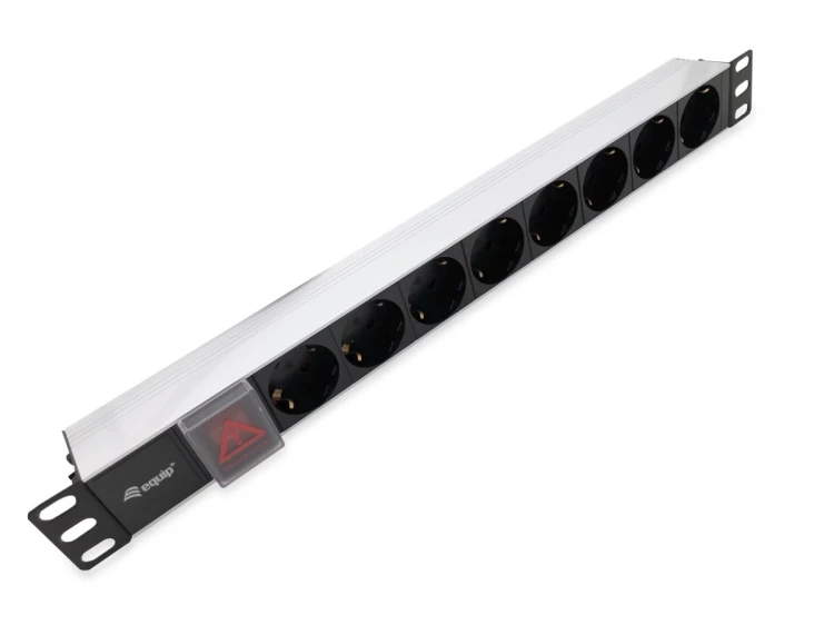 Equip 333293 rozdzielacz zasilania PDU 8 x gniazdo sieciowe 1U Czarny, Srebrny