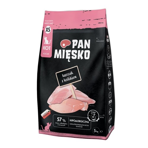 Pan Mięsko Karma sucha dla kota Kurczak z królikiem (kociak) chrupki XS 5kg