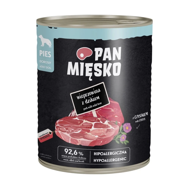 Pan Mięsko Karma mokra dla psa Wieprzowina z dzikiem (dorosły) 800g