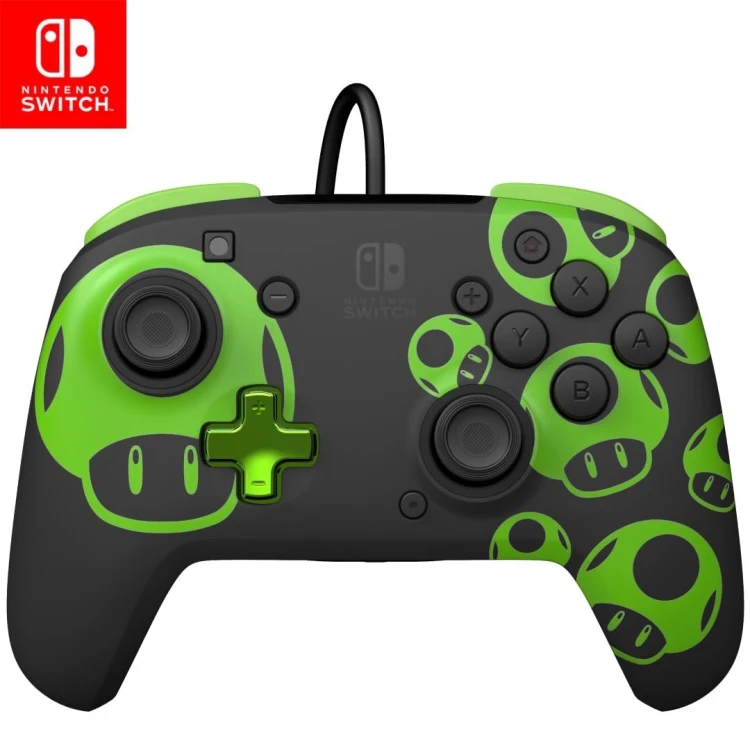 PDP REMATCH: 1-Up Glow in the Dark Czarny, Zielony USB Gamepad Analogowa/Cyfrowa Nintendo Switch, Nintendo Switch OLED