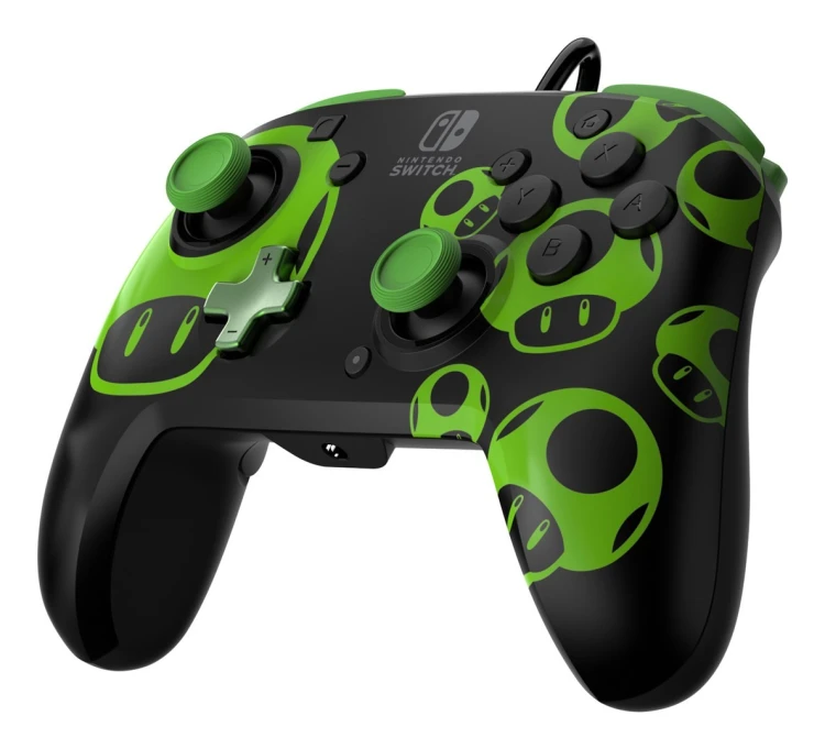 PDP REMATCH: 1-Up Glow in the Dark Czarny, Zielony USB Gamepad Analogowa/Cyfrowa Nintendo Switch, Nintendo Switch OLED