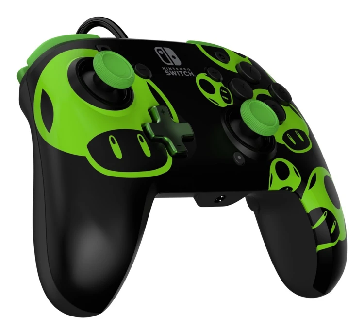 PDP REMATCH: 1-Up Glow in the Dark Czarny, Zielony USB Gamepad Analogowa/Cyfrowa Nintendo Switch, Nintendo Switch OLED