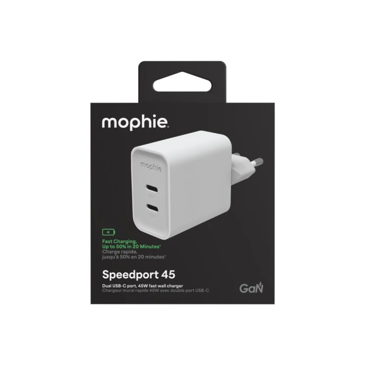 mophie Speedport 45 Uniwersalne Biały Prąd przemienny Szybkie ładowanie Wewnętrzna
