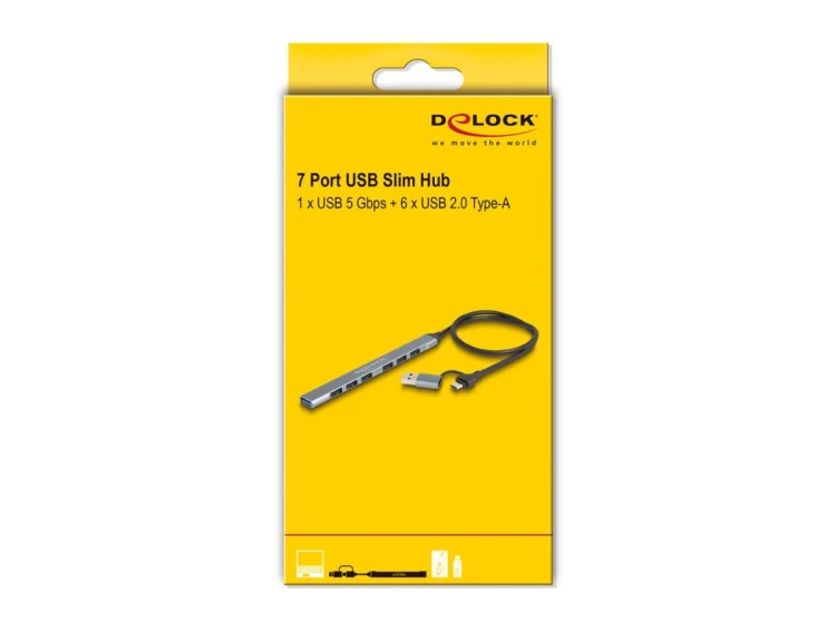 DeLOCK 64273 huby i koncentratory USB 3.2 Gen 1 (3.1 Gen 1) Type-C 5000 Mbit/s Szary