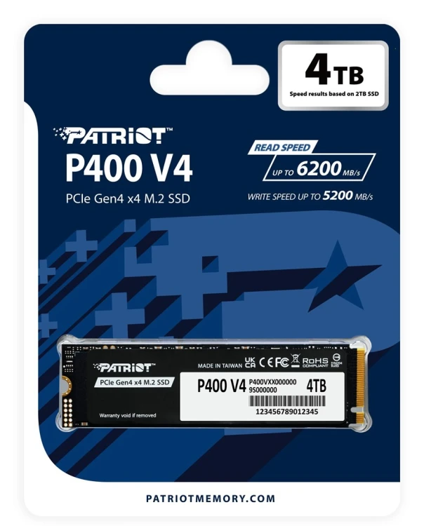 Dysk SSD Patriot P400 V4 M.2 PCI-Ex4 NVMe 4TB 6,2GB/s (P400VP4TBM28H)