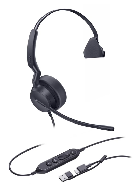 Yealink UH42 Mono Teams USB-C/A Zestaw słuchawkowy Przewodowa Opaska na głowę Biuro/centrum telefoniczne USB Type-C / USB Type-A Czarny
