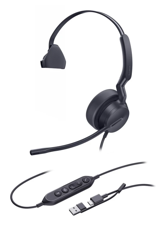 Yealink UH42 Mono Teams USB-C/A Zestaw słuchawkowy Przewodowa Opaska na głowę Biuro/centrum telefoniczne USB Type-C / USB Type-A Czarny